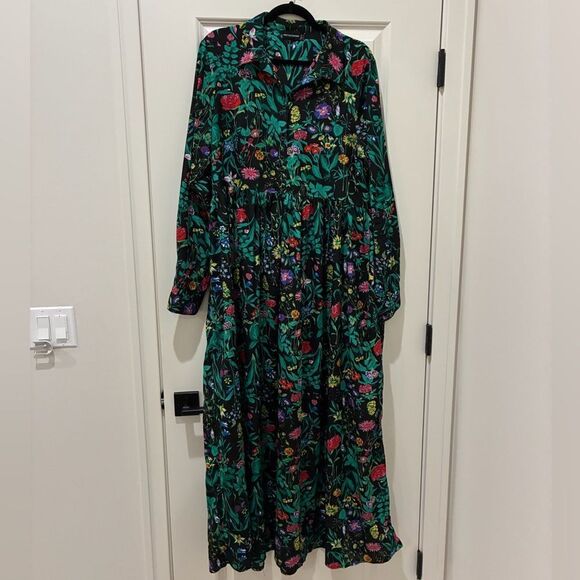 PRETTYLITTLETHING Long Sleeve Floral Maxi Dress Black Women’s Size 10 - Picture 3 of 8